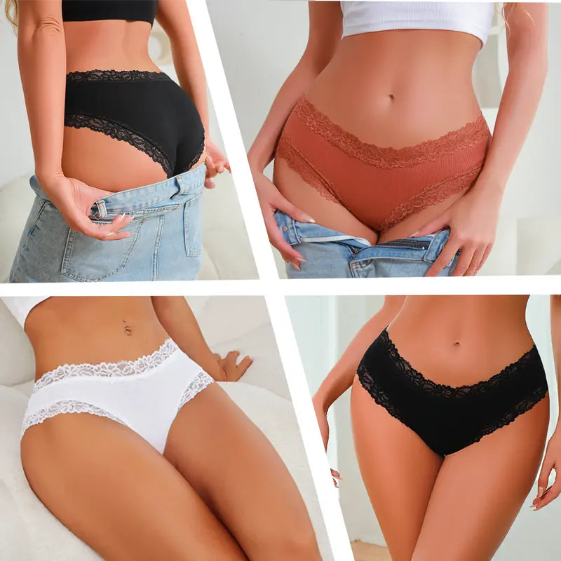 15-Pack Soft Cotton Lace Bikini Briefs