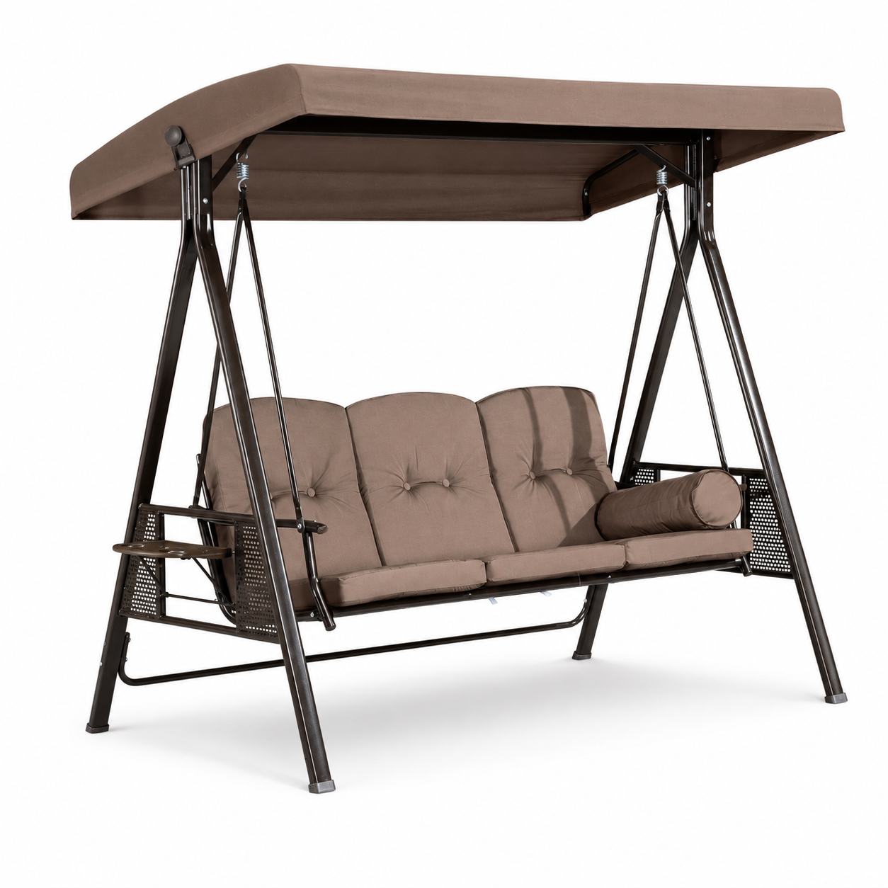 3-Seater Deluxe Outdoor Patio Swing with Adjustable Canopy & Cushioned Seat