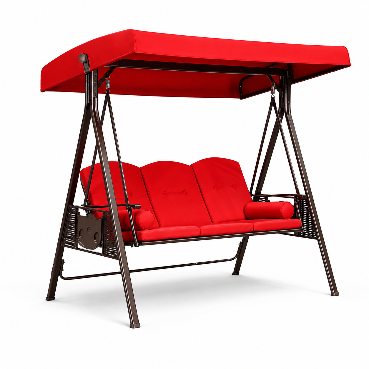 3-Seater Deluxe Outdoor Patio Swing with Adjustable Canopy & Cushioned Seat