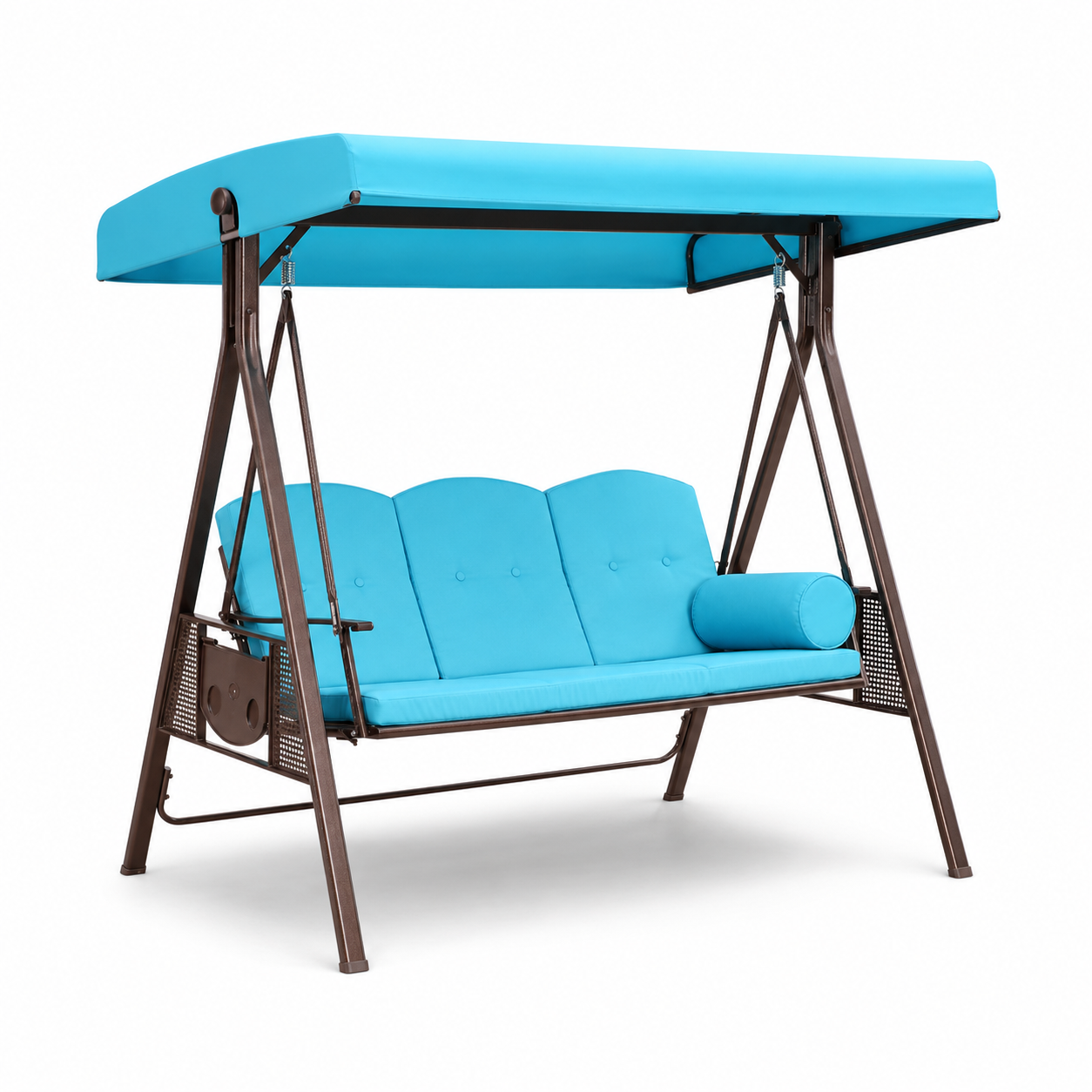 3-Seater Deluxe Outdoor Patio Swing with Adjustable Canopy & Cushioned Seat